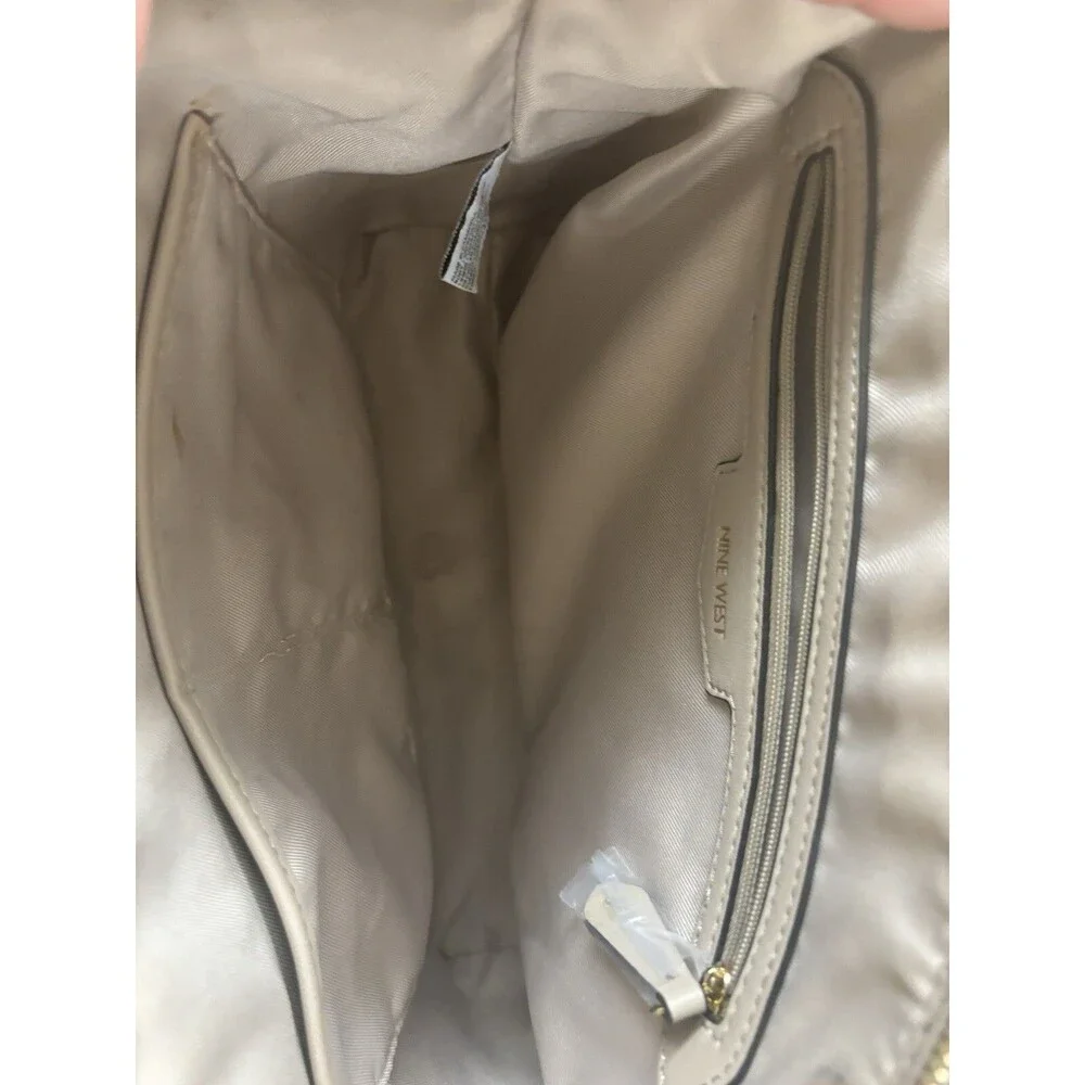 nine west paisley jet set satchel handbag (snakeskin & taupe)